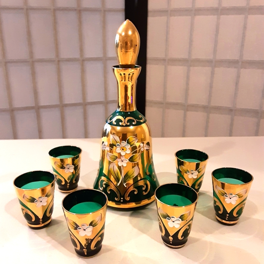 Vintage Murano Glass Decanter with set of 6 glasses